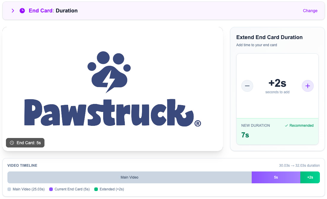 End Card Extend Duration preview